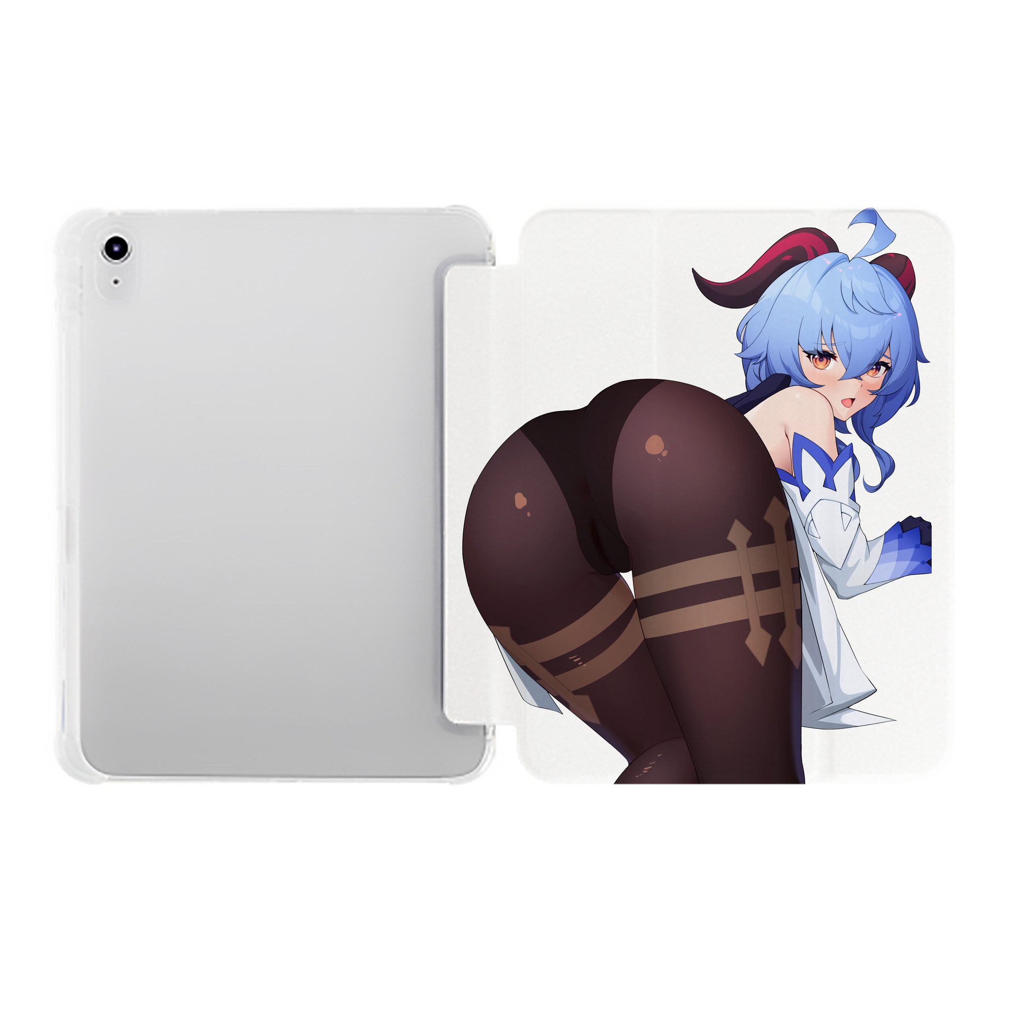 げんし神 甘雨 かんう genshin Ganyu IPad ケース ペン収納付き 三つ折りスタンド PUレザー×シリコン 対応機種9.5/10.5/10.9インチ